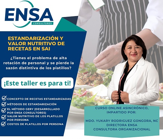 Estandarización y valor nutritivo de recetas en SAI